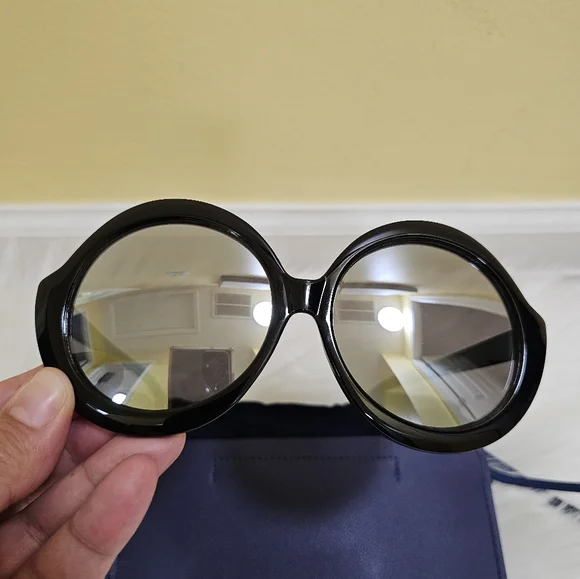 Chunky Frame Color Mirror Lens Oversize Round Sunglasses (Black / Silver) - Picture 6 of 12